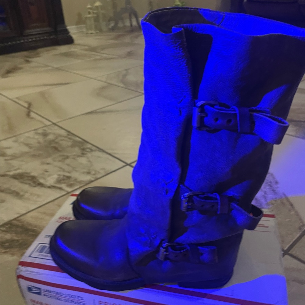 A.S. 98 Sema Leather Triple Buckle Mid-Calf Boot Size 37/6 US